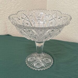 IMPERIAL GLASS~OHIO DAISY AND BUTTON CLEAR OPEN 5” COMPOTE